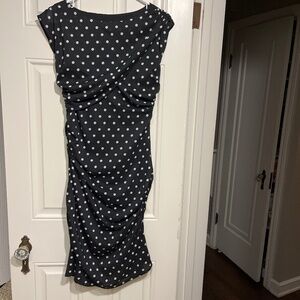 Polka dot ruched dress
